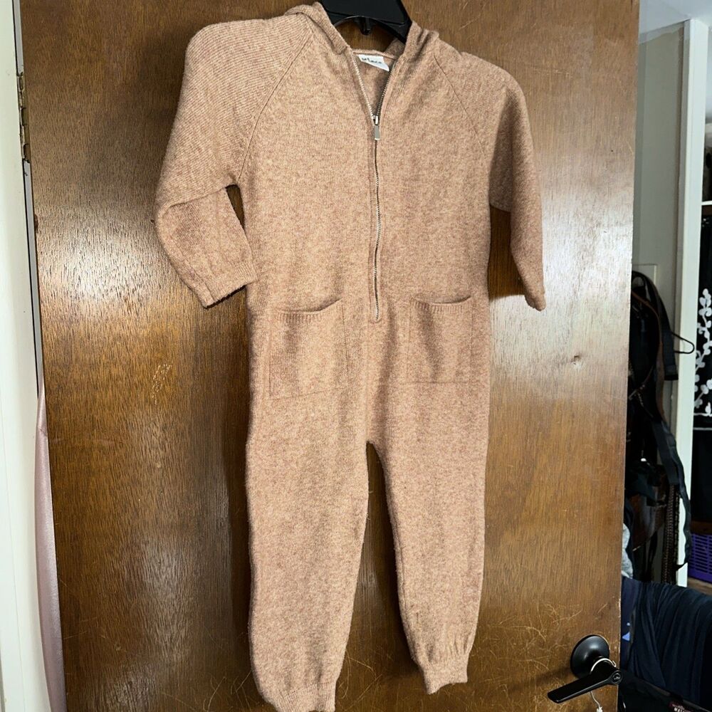 Zara Kids Tan Brown Hooded Sweater 4-5Y Jumpsuit